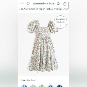 Abercrombie & Fitch Emerson Poplin Puff Sleeve Midi Dress